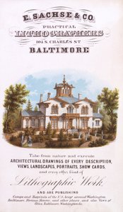 E. Sachse und Co., Practical Lithographers, 104 S. Charles St., Baltimore, (litografi [varekort]) av Edward Sachse
