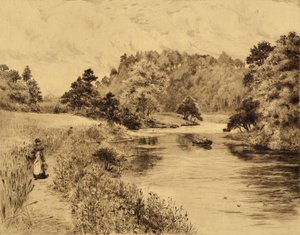 The Wear: The Wear Near Durham, ca. 1880 (etsing)