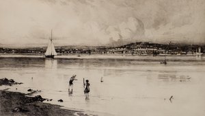 Broughty Ferry fra Tayport (etsing) av Edward Smith Hodgson