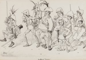 Dan Leons Light Horse, inkludert karikaturer av Henry Irving, Beerbohm Tree, R.B., W.S. Penley, Forbes Robertson og E.P., for Punch, november 1902 av Edward Tennyson Reed