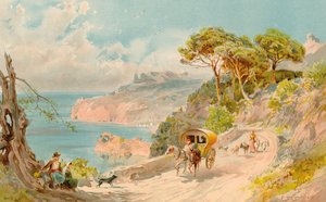 Kystveien nær Soller, Mallorca (farge litho)