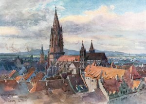 Freiburg im Breisgau (fargelitografi) av Edward Theodore Compton
