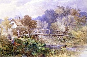 På Tapsy Brook, Herefordshire (akvarell) av Edward Turner