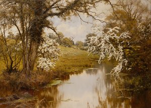 Where Spreading Hawthorns Gaily Bloom (olje på lerret)
