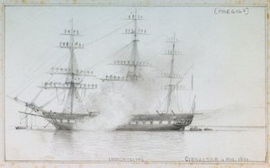#39;Udødelig#39; Gibraltar, 4. april 1861 av Edward William Cooke