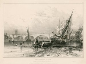 New London Bridge, fra Billingsgate (lavt vann) tegnet 31. juli 1832 av Edward William Cooke