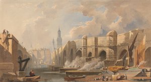 Gamle og nye London Bridge av Edward William Cooke
