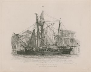 Schooner und Smack liggende ved Fresh Wharf av Edward William Cooke