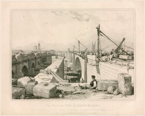 The Old and New London Bridges, 1830 av Edward William Cooke