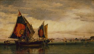 Den venetianske lagunen med fiskebåter av Edward William Cooke