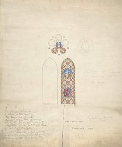 Design for glassmalerier i Ditteridge Church, ca. 1859.