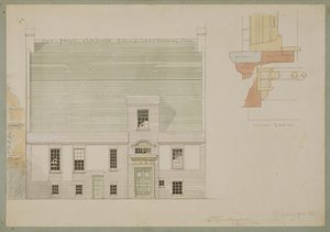 Forhøyning av huset for J.A.M. Whistler Esq, Tite Street, Chelsea, 1877 (penn og blekk og wc på papir) (se også 176476)