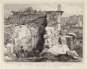 Ruinene av St Thomas Chapel på Old London Bridge av Edward William Godwin