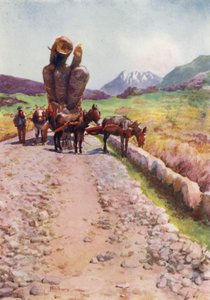 Korsika: Muldyr som tegner tømmer (farge litho)