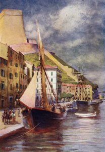 Korsika: Havnen, Bonifacio (farge litho)