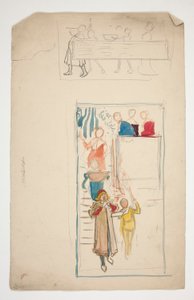 En prosesjon - uidentifisert illustrasjon for et skuespill(?) av Edwin Austin Abbey