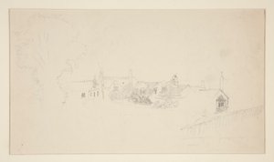 Arkitektstudie (recto); Ornamental skisser (verso) av Edwin Austin Abbey