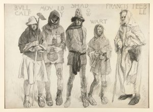 Før Justice Shallow av Edwin Austin Abbey