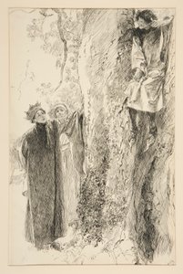 Biron og kongen, fra akt IV, scene iii, kjærlighet av Edwin Austin Abbey