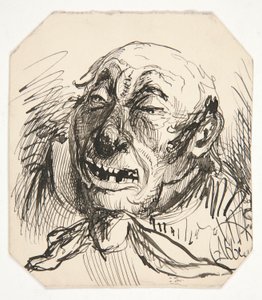 Karikatur av en skallet mann av Edwin Austin Abbey