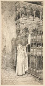 Claudio (leser fra en rulle): av Edwin Austin Abbey