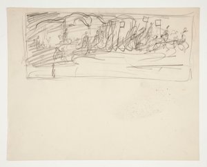 Komposisjonsstudie for The Quest of the Holy Grail (serie med femten malerier for Boston Public Library, fullført i 1901) av Edwin Austin Abbey