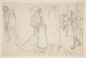 Komposisjonsstudie for maleriet Faust og Margaret av Edwin Austin Abbey