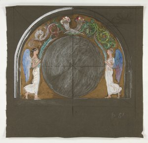 Design for vindusdekorasjon for delstatsbygningen i Harrisburg, Pennsylvania, 1902-1911 (fullført av John Singer Sargent) av Edwin Austin Abbey