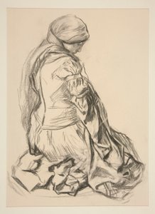 Draperi studie for av Edwin Austin Abbey