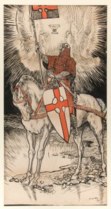 Tegning til plakaten som publiserer utstillingen for og publisering av Abbey-boken av Edwin Austin Abbey