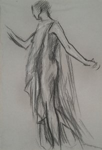 Tidlig figurstudie for av Edwin Austin Abbey
