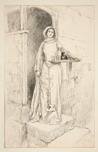 Gå inn på Mistress Anne Page med vin - Act I, Scene I, Merry Wives of Windsor av Edwin Austin Abbey