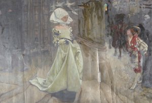 Figurstudie, muligens for Margaret og Faust av Edwin Austin Abbey