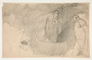 Figur i hvile, skisse for et uidentifisert Shakespeare-skuespill av Edwin Austin Abbey