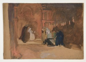 Figurscene. Hamlet? av Edwin Austin Abbey