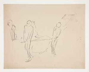 Figurstudie - to menn som bærer en båre av Edwin Austin Abbey