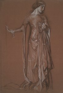 Figurstudie. Kull og kritt på rødt papir. av Edwin Austin Abbey