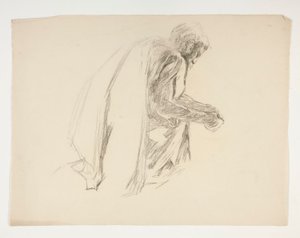 Figurstudie for Sir Lancelot og Sir Bors antrekk Galahad med sporene hans, fra The Quest of the Holy Grail (andre av en serie på femten malerier for Boston Public Library, fullført i 1901) av Edwin Austin Abbey