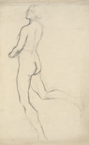 Figurstudie for The Hours (15.00) - veggdekorasjon ved State Capitol-bygningen i Harrisburg, Pennsylvania, 1902-1911 (fullført av John Singer Sargent) av Edwin Austin Abbey