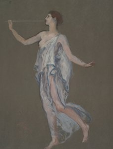 Figurstudie for Fame-figuren(?) i av Edwin Austin Abbey