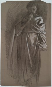 Figurstudie, mann som holder kjole av Edwin Austin Abbey