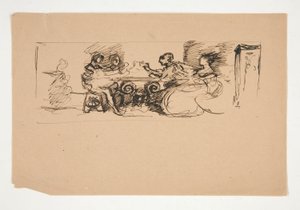 Figurer ved et bord - uidentifisert illustrasjon av Edwin Austin Abbey