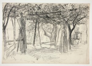 Figurer under en arbor - (uidentifisert illustrasjon) av Edwin Austin Abbey