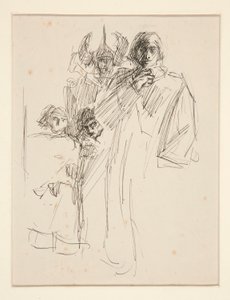 Galahad på Castle, studie for The Quest of the Holy Grail (serie med femten malerier for Boston Public Library, fullført i 1901) av Edwin Austin Abbey