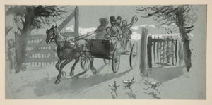 Gruppe mennesker i en åpen handlevogn - (uidentifisert illustrasjon) av Edwin Austin Abbey