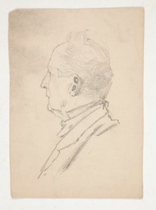 Hodet til en mann (recto); Fragmenter av skisser (verso) av Edwin Austin Abbey