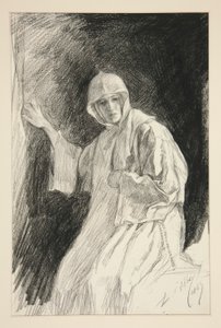 Isabella på nonneklosteret - akt I, scene V, mål for mål av Edwin Austin Abbey