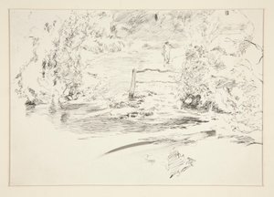 Landskap med figur av Edwin Austin Abbey