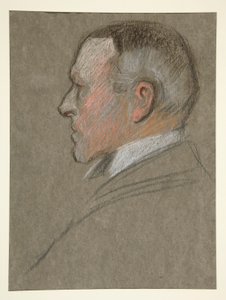 Venstre profil leder av mannen, for Coronation of Edward. VII av Edwin Austin Abbey