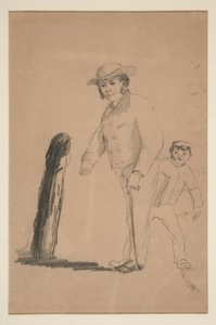 Mann og gutt (rekto); Hoder og figurer av kinesere (verso) av Edwin Austin Abbey